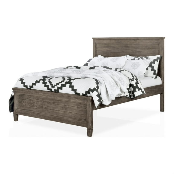 Furniture of America Haed Panel Wood Grain Texture Solid Wood Full Bed in Gray