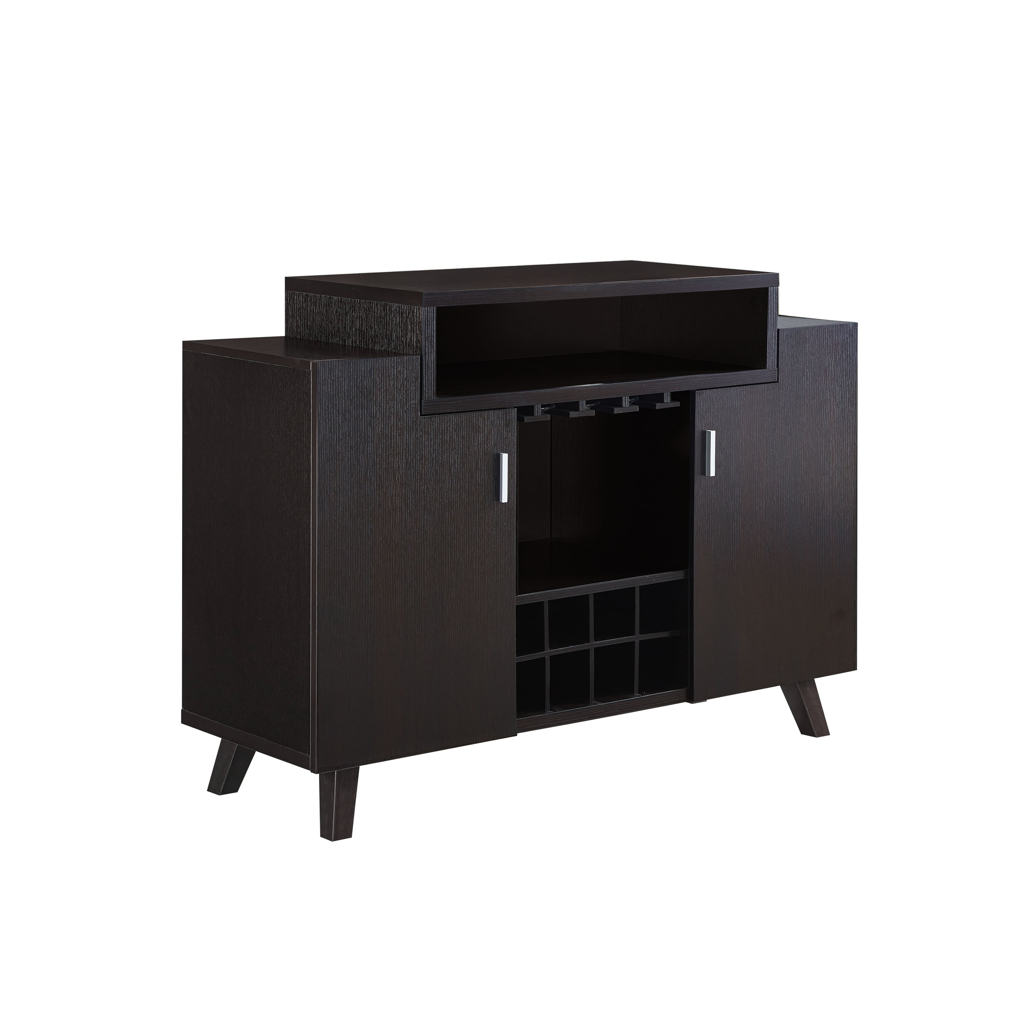 Hafley Black and Cappuccino MDF 8-Shelf Wine Cabinet Buffet