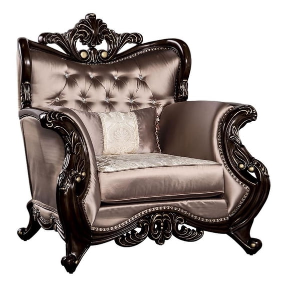 Furniture of America Haggen Velvet Tufted and Nailhead Arm Chair in Brown