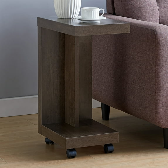 Furniture of America Halon End Table with Casters, Walnut Oak
