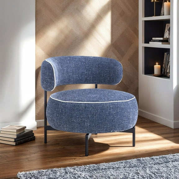 Furniture of America Hamm Modern Fabric Indoor Swivel Chair, Dark Blue