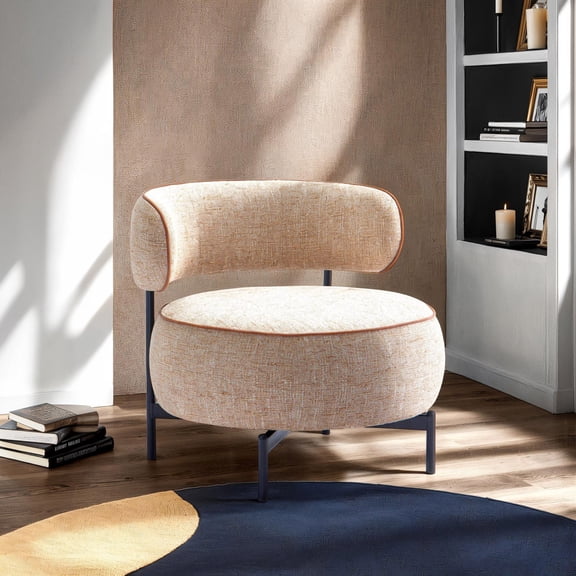 Furniture of America Hamm Modern Fabric Indoor Swivel Chair, Light Brown