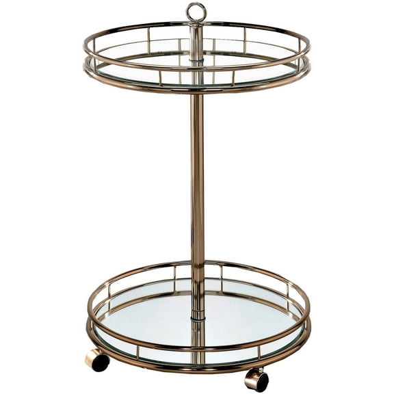 Furniture of America Hargrove Round Serving Cart
