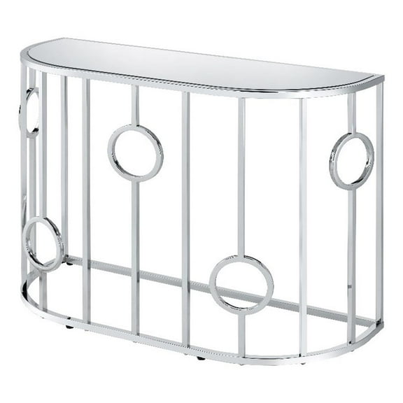 Furniture of America Harper Contemporary Metal Half-Circle Sofa Table in Chrome