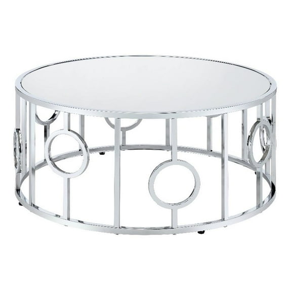 Furniture of America Harper Contemporary Metal Round Coffee Table in Chrome