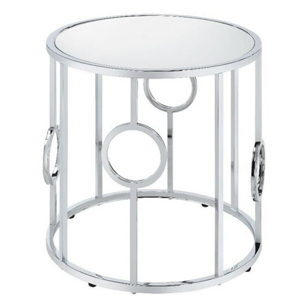 Furniture of America Harper Contemporary Metal Round End Table in Chrome