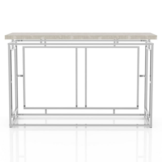 Furniture of America Harper Faux Marble Top Console Table, Chrome