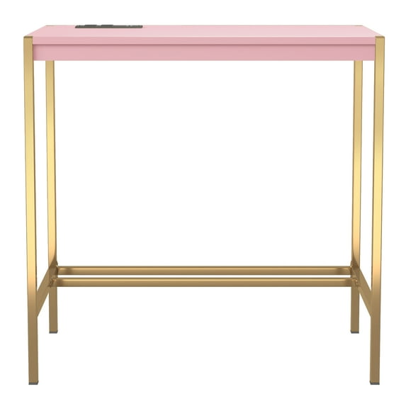 Furniture of America Harper Metal 30-in Desk with USB, Pink
