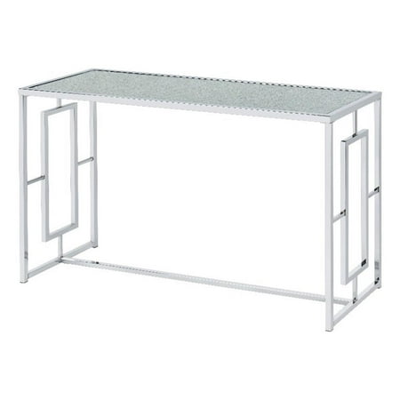 Furniture of America Harper Metal Chrome Sofa Table with Ripples Pattern Top