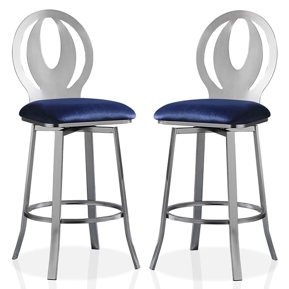 Furniture of America Harper Metal Counter Stool-Set of 2, Navy, 29-in