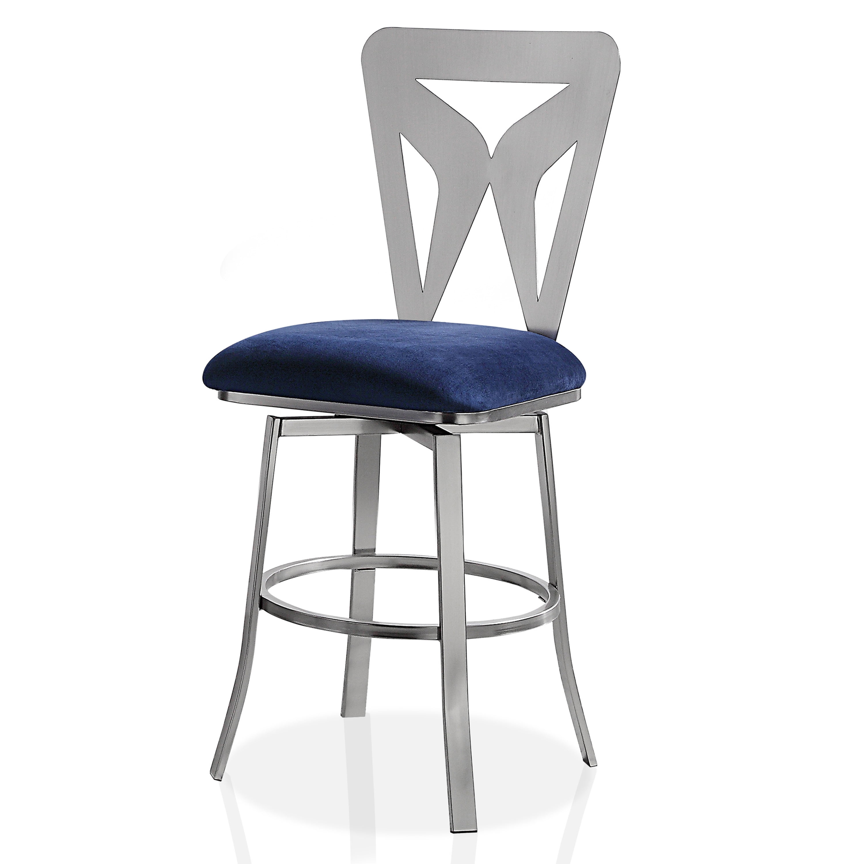 Furniture of America Harper Metal Swivel Stool-Set of 2, Navy, 24-in