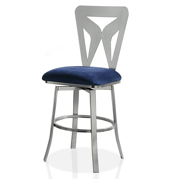 Furniture of America Harper Metal Swivel Stool-Set of 2, Navy, 24-in
