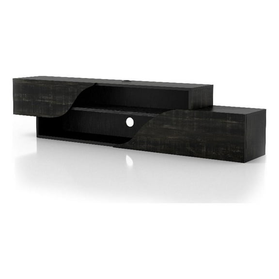 Furniture of America Hart Wood 2-Shelf Floating TV Console in Black Oak