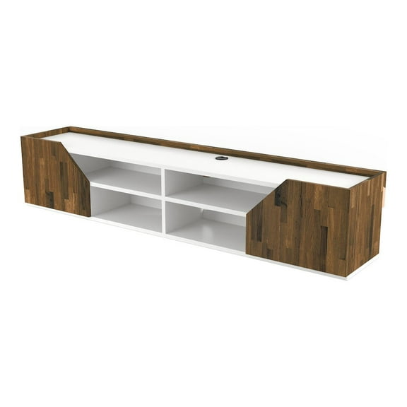 Furniture of America Hart Wood 4-Shelf Floating TV Console in White