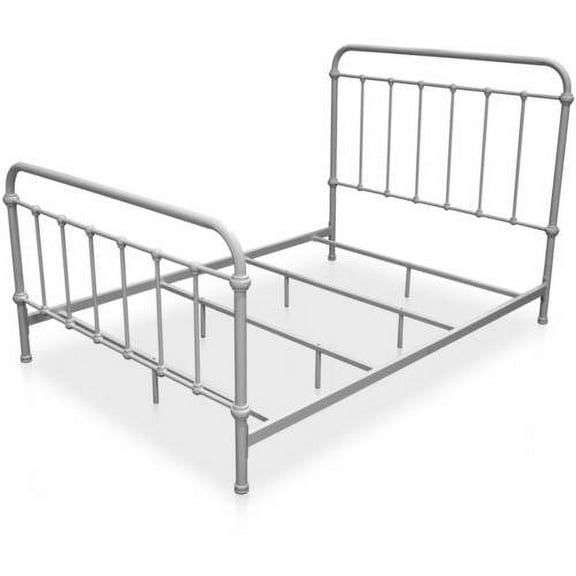 Furniture of America Hastin Metal Panel Bed, Eastern King, Vintage White