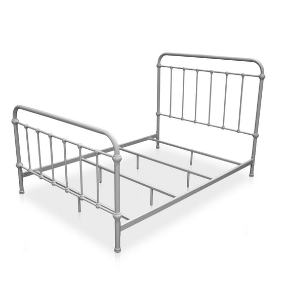 Furniture of America Hastin Metal Panel Bed, Full, Vintage White