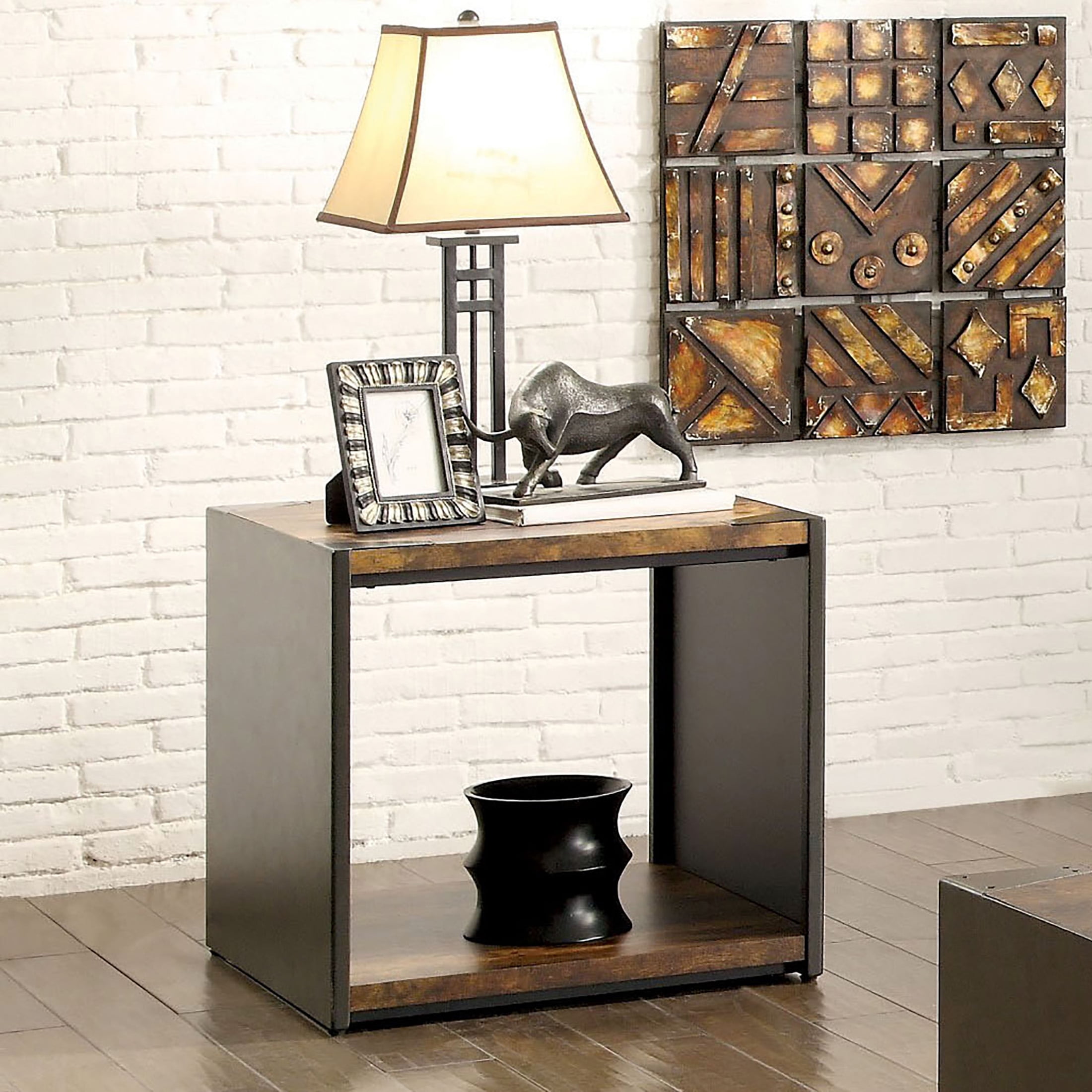 Furniture of America Hayes 1-Shelf End Table, Matte Black