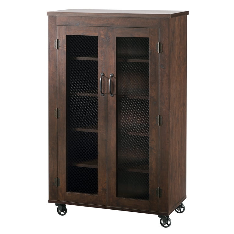 Furniture of America Henese Multi Purpose Shoe Cabinet Vintage Walnut