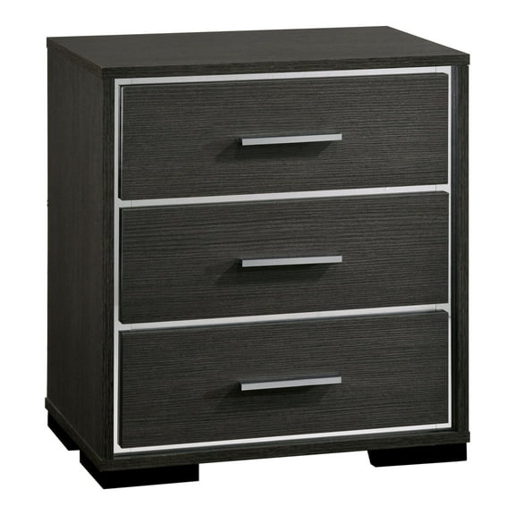 Furniture of America Henly Contemporary Wood 3-Drawer Nightstand in Warm Gray