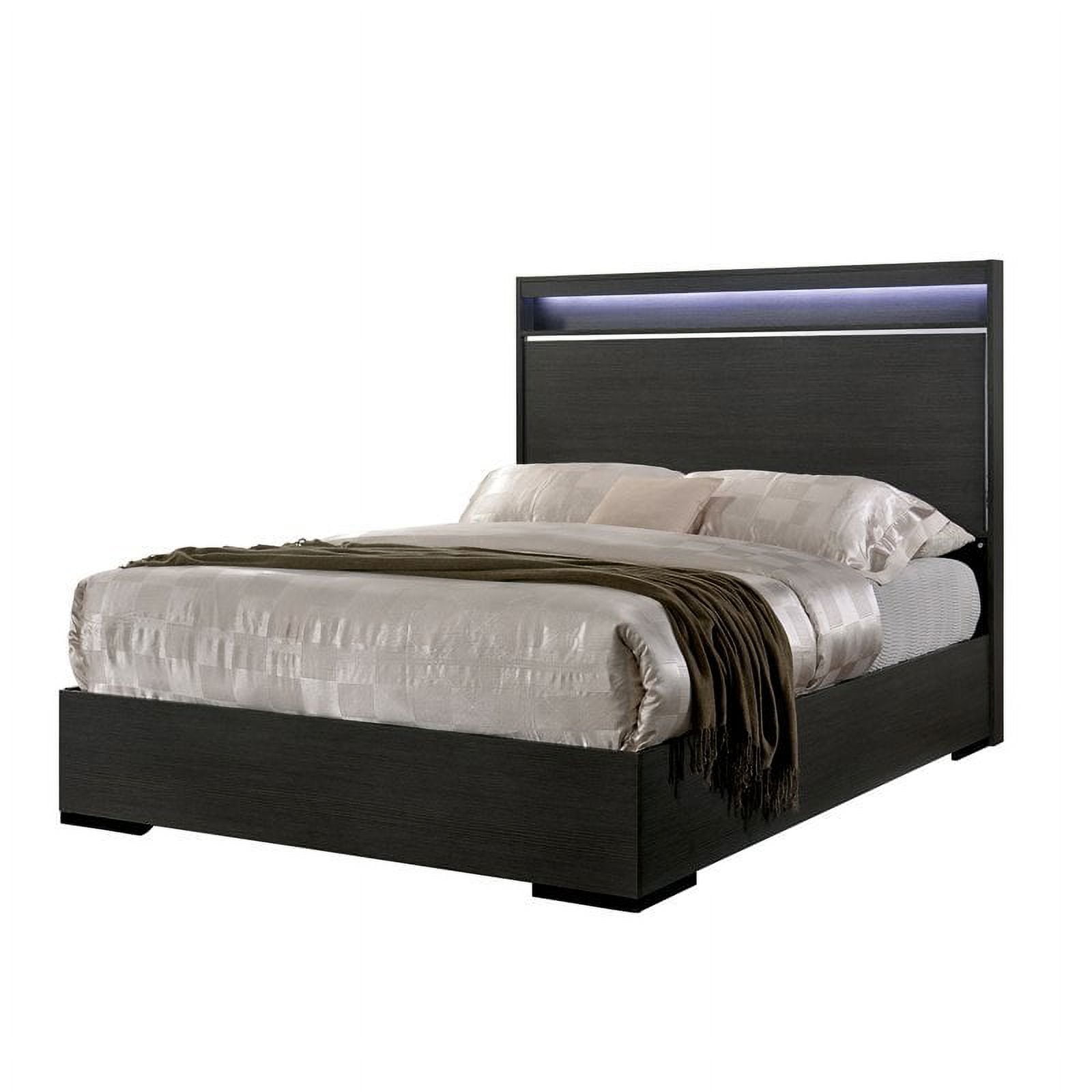 Furniture of America Seboya Gray King Panel Bed with LED Light and