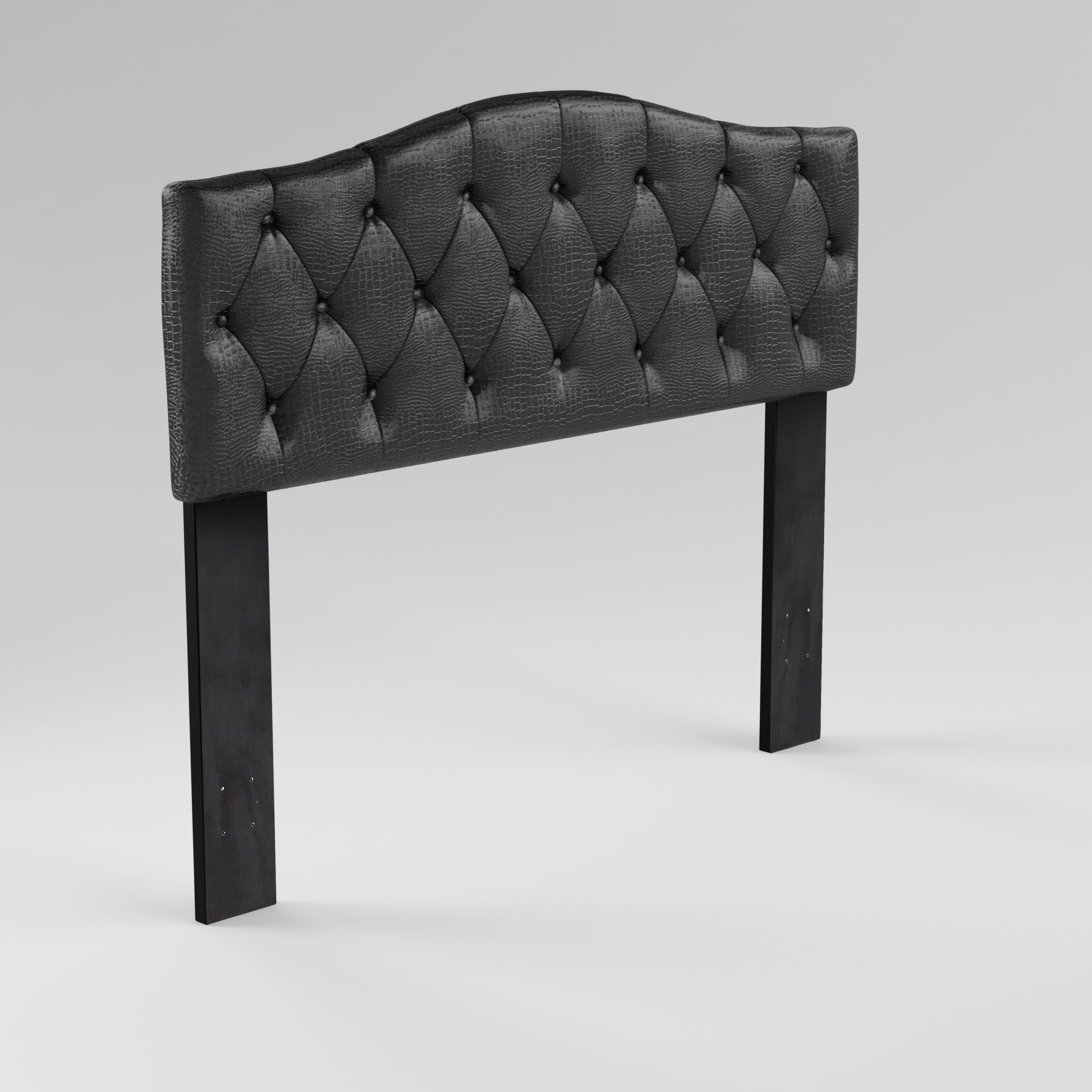 Furniture of America Hennley Crocodile Faux Leather Headboard, Twin, Black