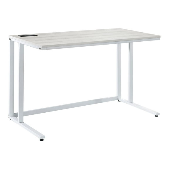 Furniture of America Henslee Writing Desk with USB, Light Oak and White