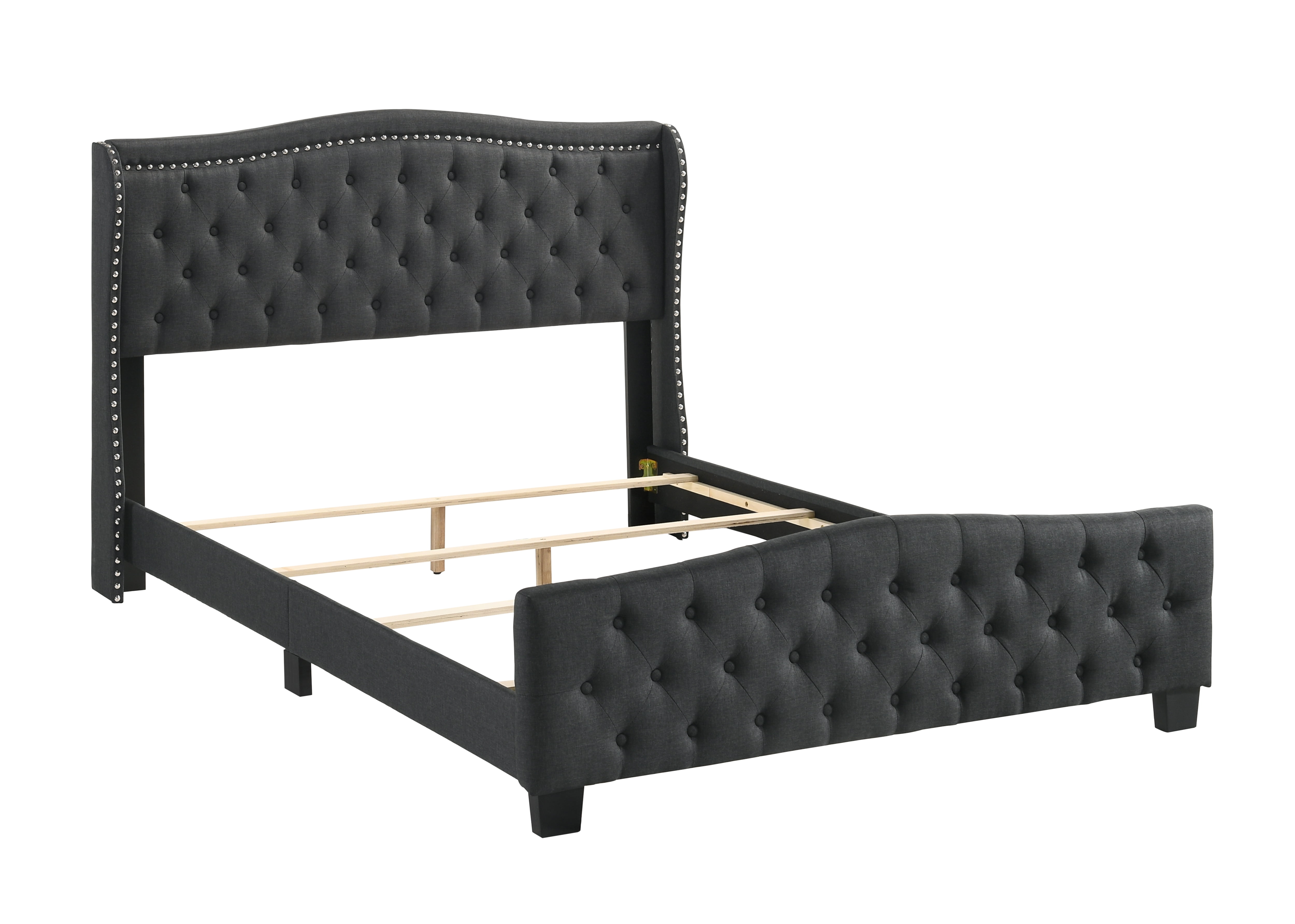 Furniture of America Hillcrest Fabric Tufted Bed, Dark Gray, Full