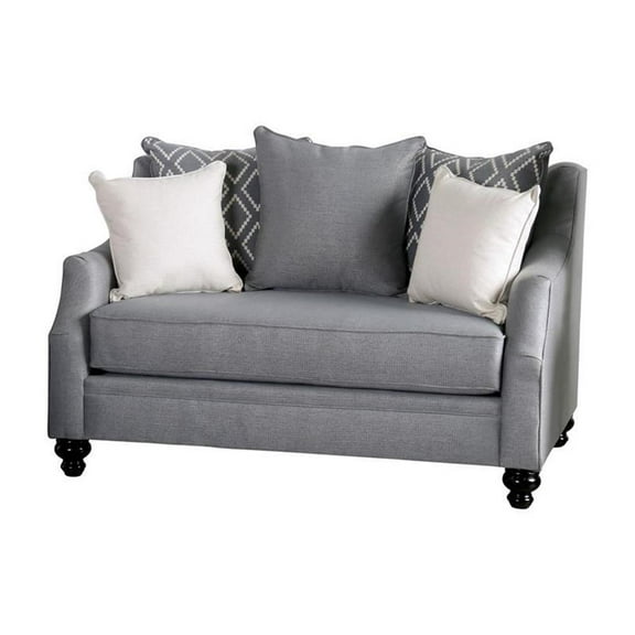 Furniture of America Hollie Fabric Upholstered Loveseat in Gray