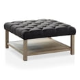thumbnail image 1 of Furniture of America Hoylton Wood Tufted Ottoman in Natural Tone and Dark Gray, 1 of 6