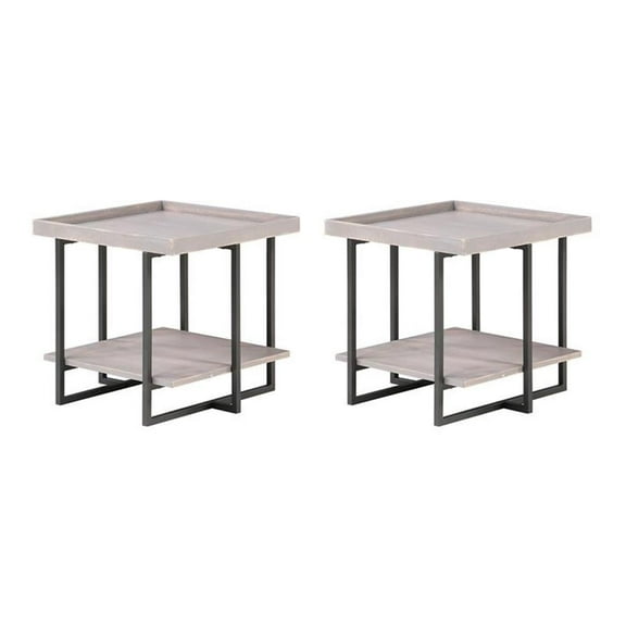 Furniture of America Humere Wood 1-Shelf End Table in Antique Gray (Set of 2)
