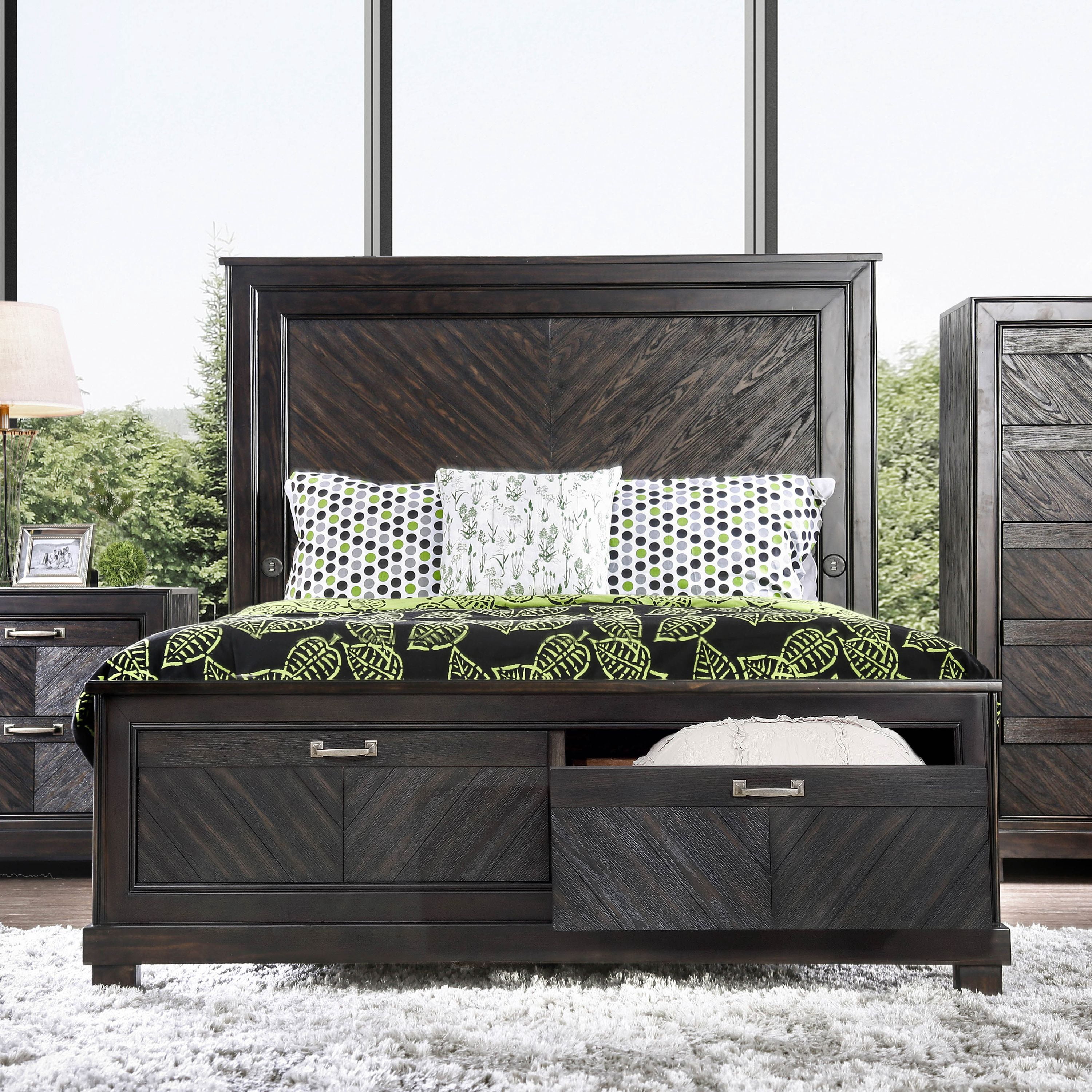 Furniture of America Huston Wood Platform Bed, Queen, Espresso