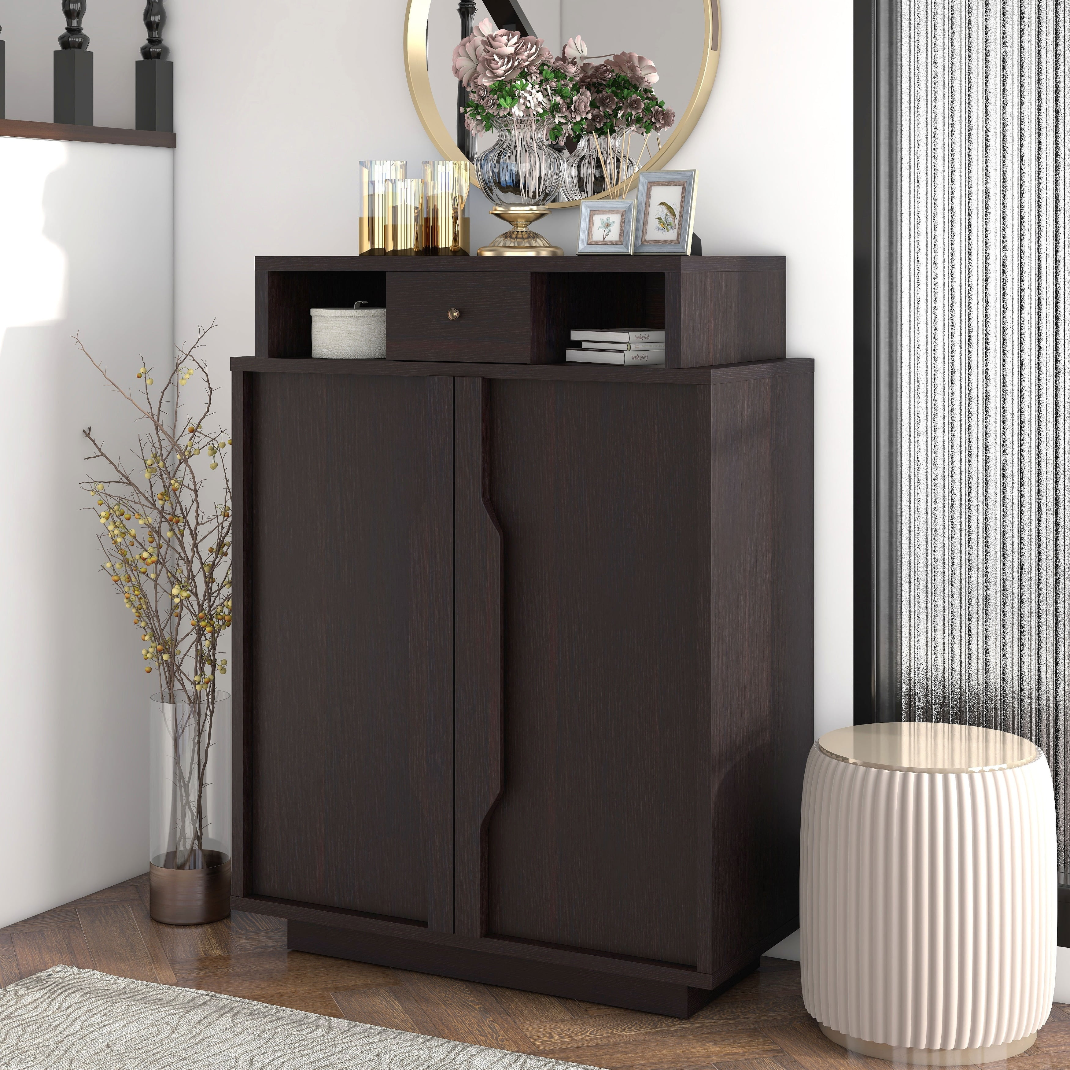 Furniture of America Icel Contemporary Espresso 5-shelf Shoe Cabinet by