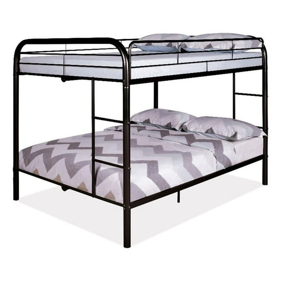 Furniture of America Imara Mattress Ready Metal Full over Full Black Bunk Bed