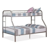 Furniture of America Imara Mattress Ready Metal Twin over Full Silver Bunk Bed