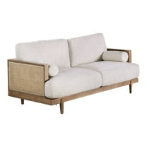 Furniture of America Indingham Modern Fabric Cushioned Indoor Loveseat, Beige and Light Oak