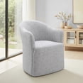 thumbnail image 1 of Furniture of America Jaine Modern Fabric Curved Barrel Back Dining Arm Chair with Casters, Feather Gray, 1 of 8