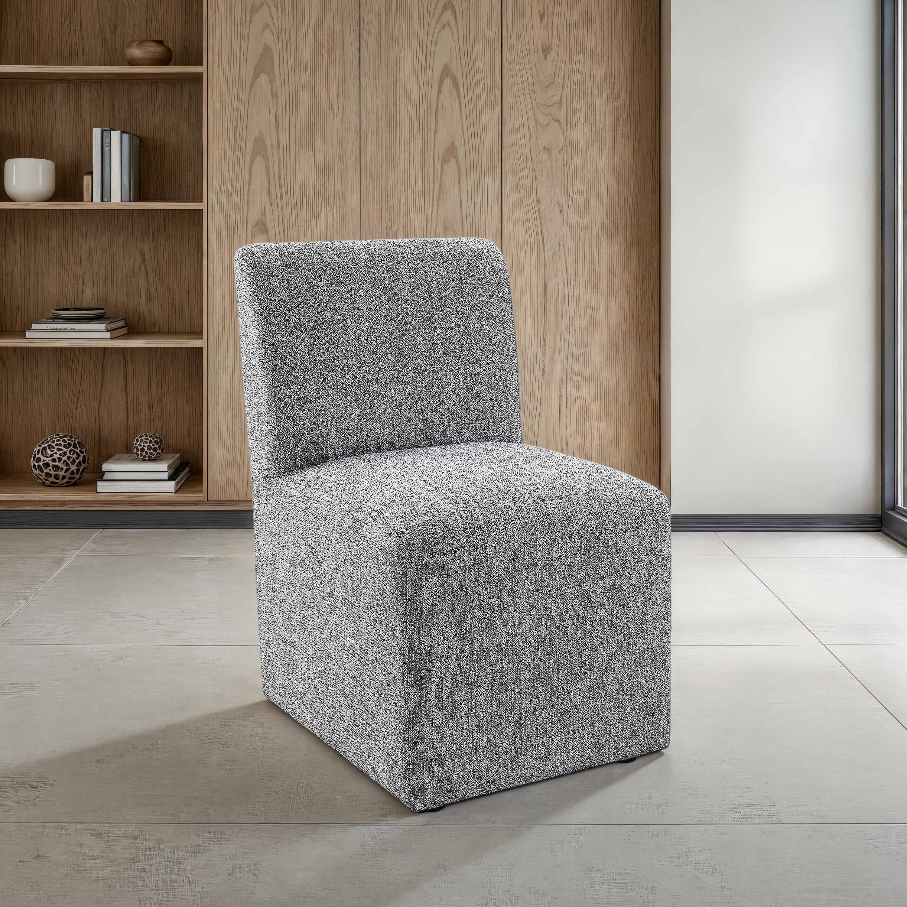 Furniture of America Jaine Modern Fabric Solid Back Dining Side Chairs with Casters, Pewter Gray (Set of 2)