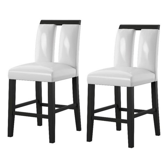 Furniture of America Jalen 27"H Faux Leather Counter Stool in White (Set of 2)