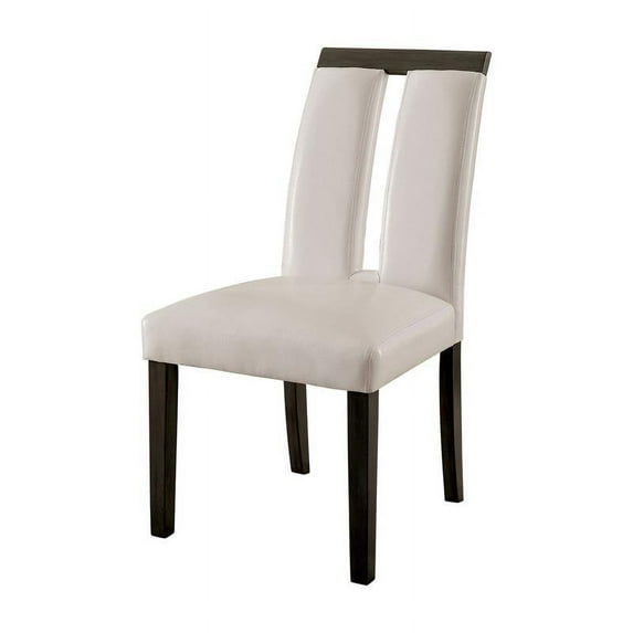 Furniture of America Jalen Faux Leather Dining Chair in Gray (Set of 2)