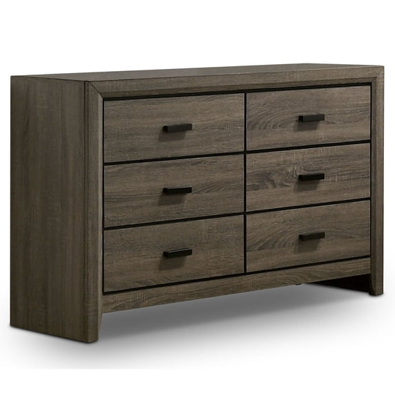Furniture of America Jaq Cottage Wood 6-Drawer Dresser, Gray