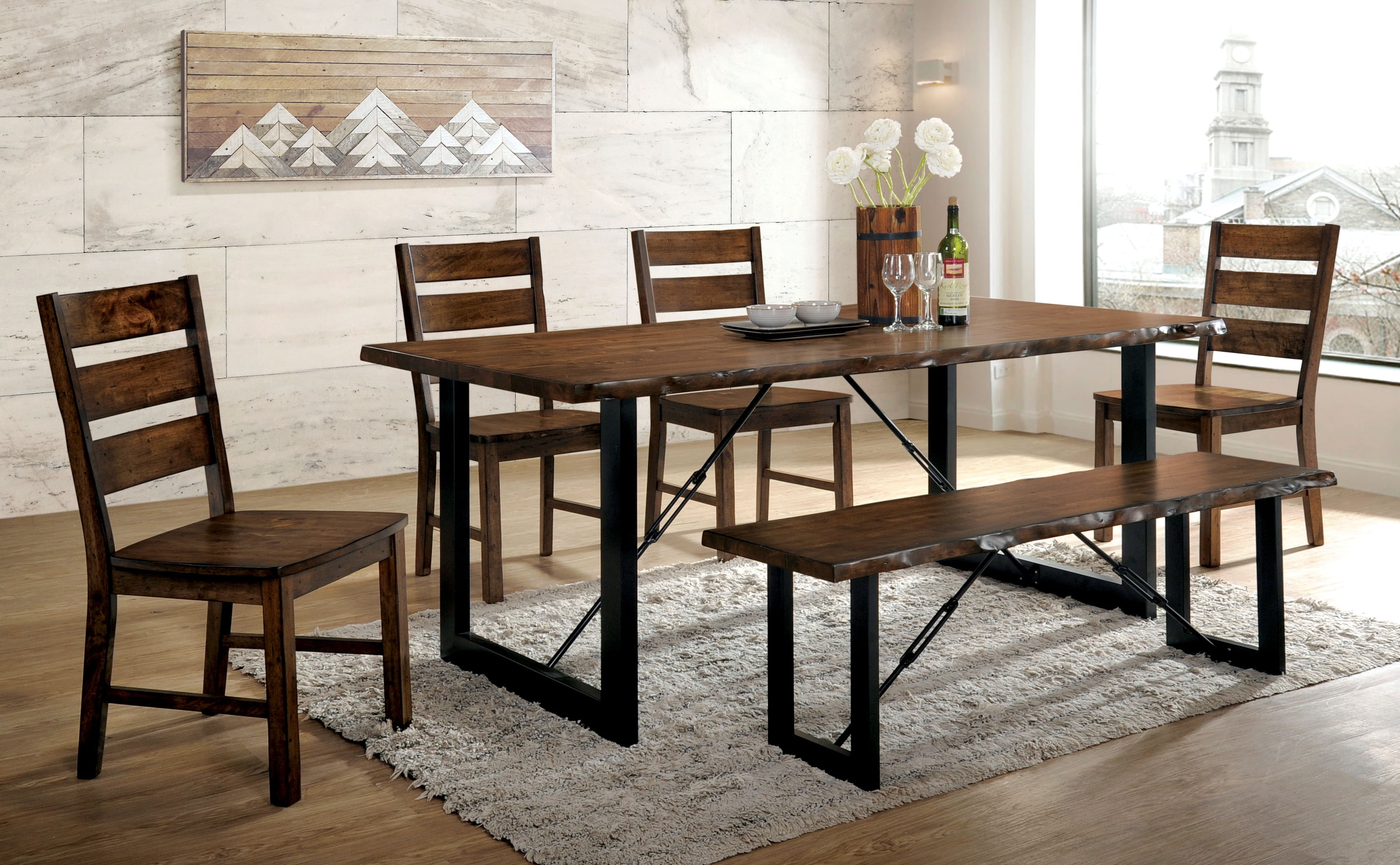 Furniture of America Jared 6 Piece Rustic Dining Set - Walmart.com