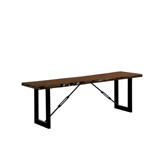 Furniture of America Jared Industrial Wood Dining Bench, Walnut