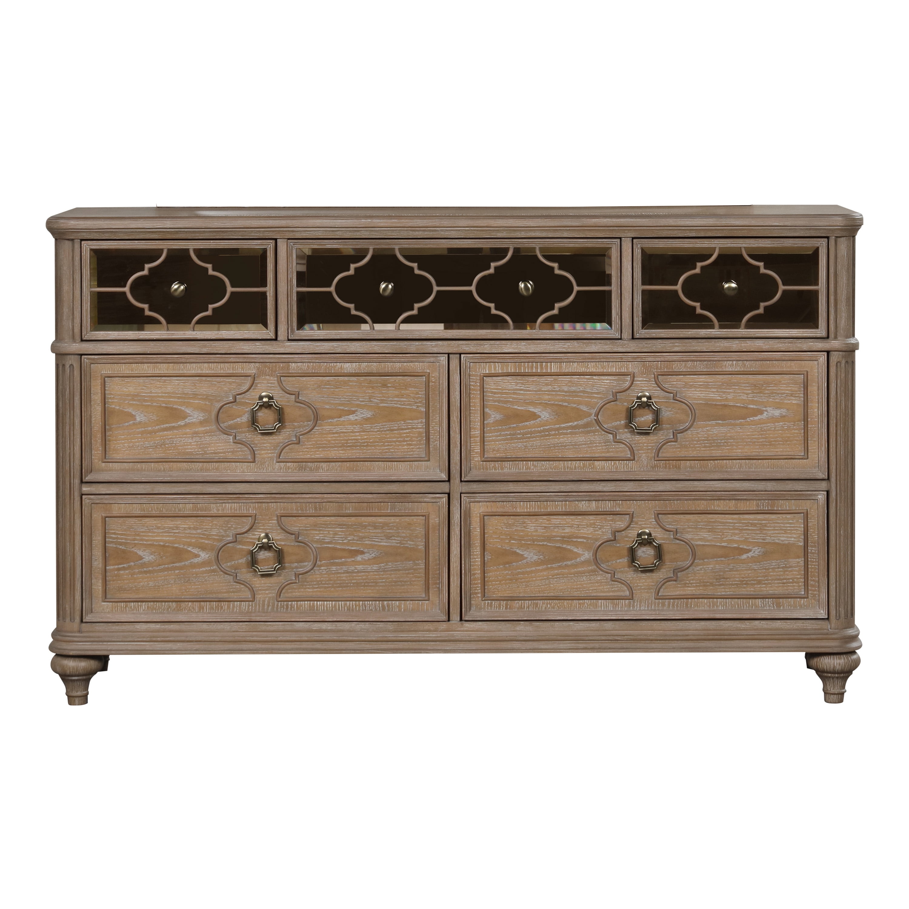 Rustic Oak 64" Farmhouse Dresser with Felt Lined Drawers
