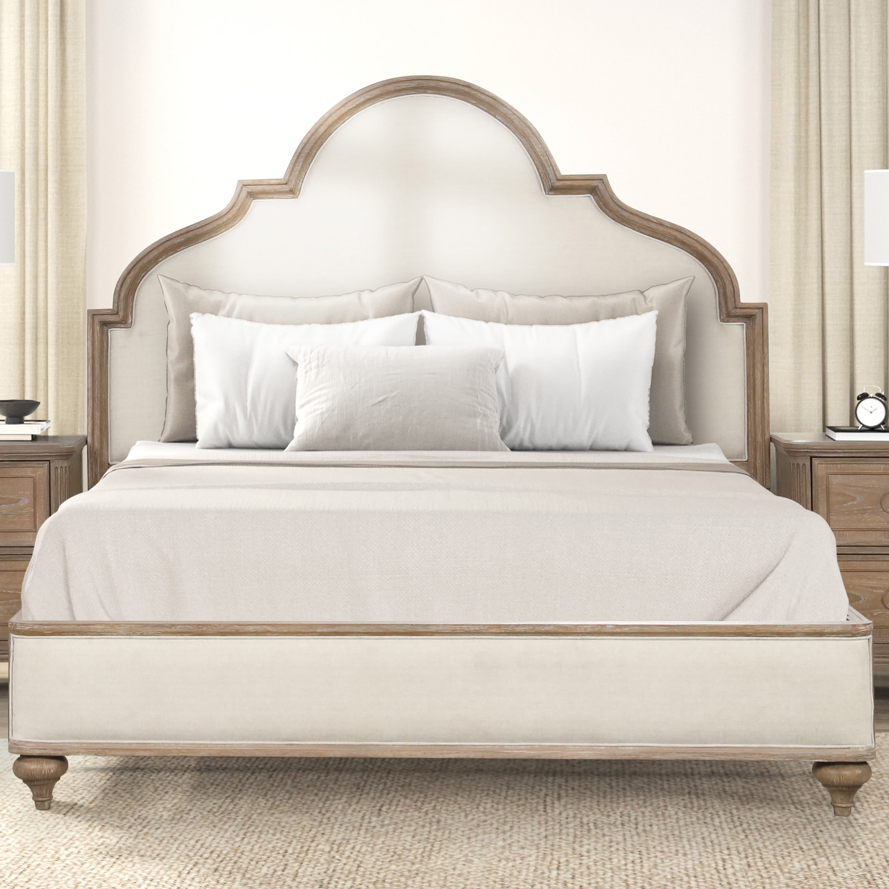 Furniture of America Jares Solid Wood Panel Bed, King, Rustic Oak