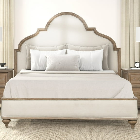 Furniture of America Jares Solid Wood Panel Bed, Queen, Rustic Oak