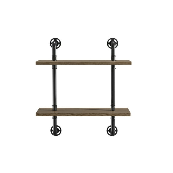 Furniture of America Jaxon 2-Tier Wall Shelf, Sand Black and Natural