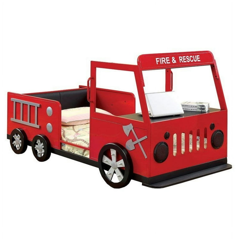 Furniture of America Jennen Novelty Metal Fire Truck Twin Bed in