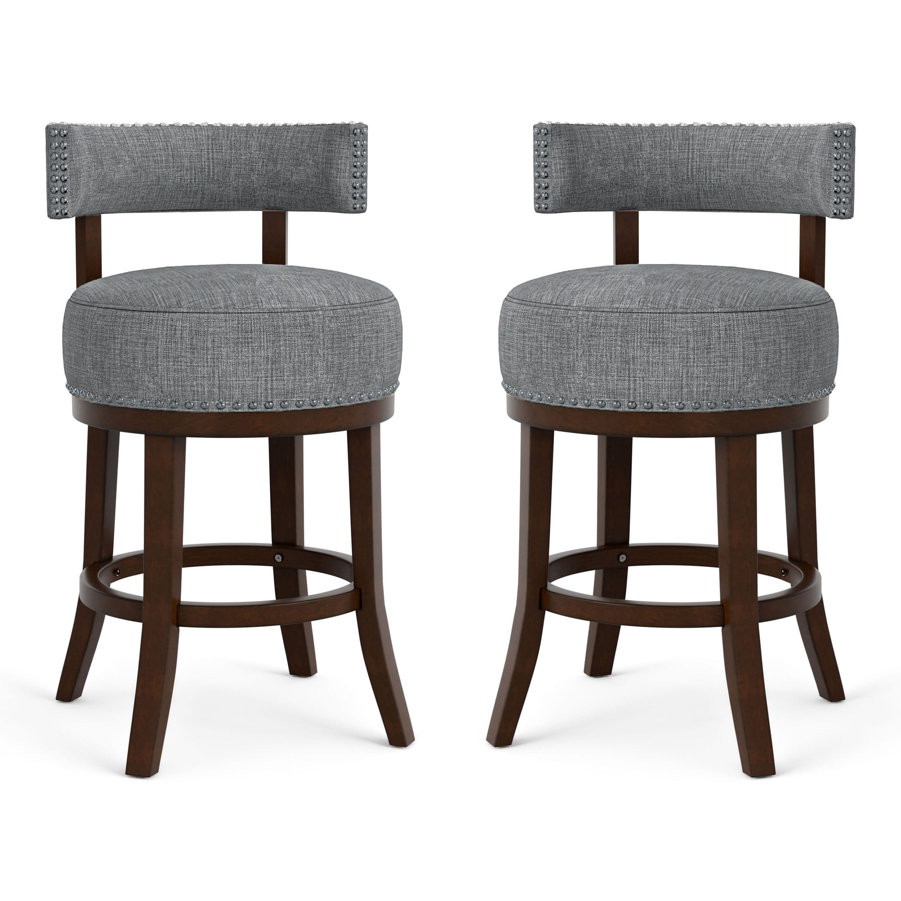 Furniture of America Jensen Swivel Bar Stools - Set of 2, 24", Gray