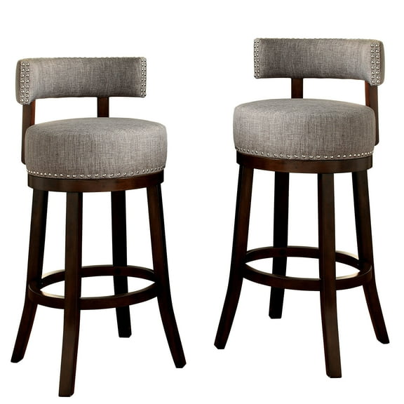 Furniture of America Jensen Swivel Bar Stools - Set of 2, 29", Light Gray
