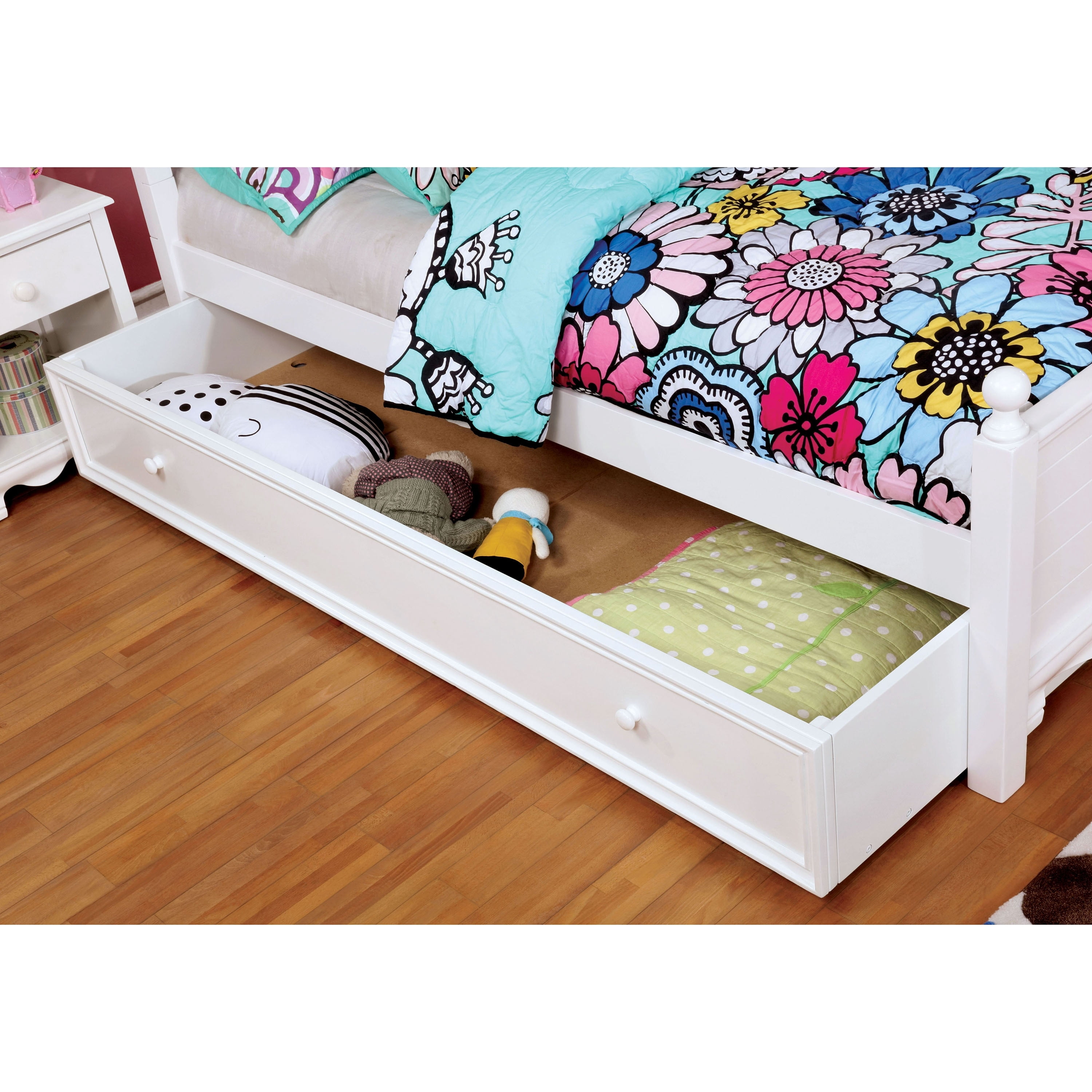 Furniture of America Jevi Contemporary White Solid Wood Trundle Bed by ...